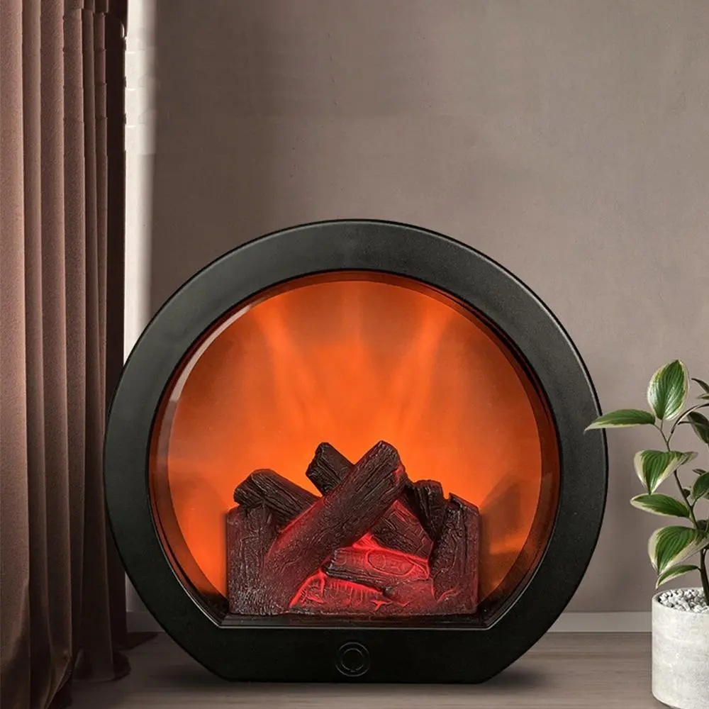 Christmas Smart Touch Electric Fireplace Lamp, Decorative Fireplace Lantern LED Light, Simulation Light with Touching Switch, USB/Battery Powered Fireplace Light for Home Room Decor