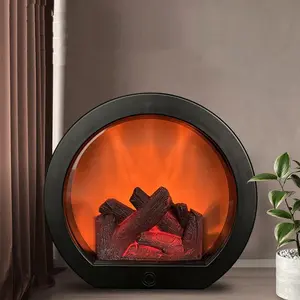 Christmas Smart Touch Electric Fireplace Lamp, Decorative Fireplace Lantern LED Light, Simulation Light with Touching Switch, USB/Battery Powered Fireplace Light for Home Room Decor