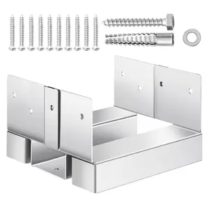 VEVOR 6x6 Post Base 10 Pcs, Inner Size 5.49x5.57inch/139.5x141.5mm Concrete Post Anchor, Heavy-Duty Zinc-Plated Carbon Steel Posts Brackets with 1 Inch Standoff Elevation, for Concrete Pergolas Patio