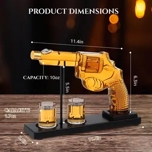 2025 Revolver-Shaped Pistol Decanter Set Glass Pistol Decanter Whiskey Pourer Set Wholesale