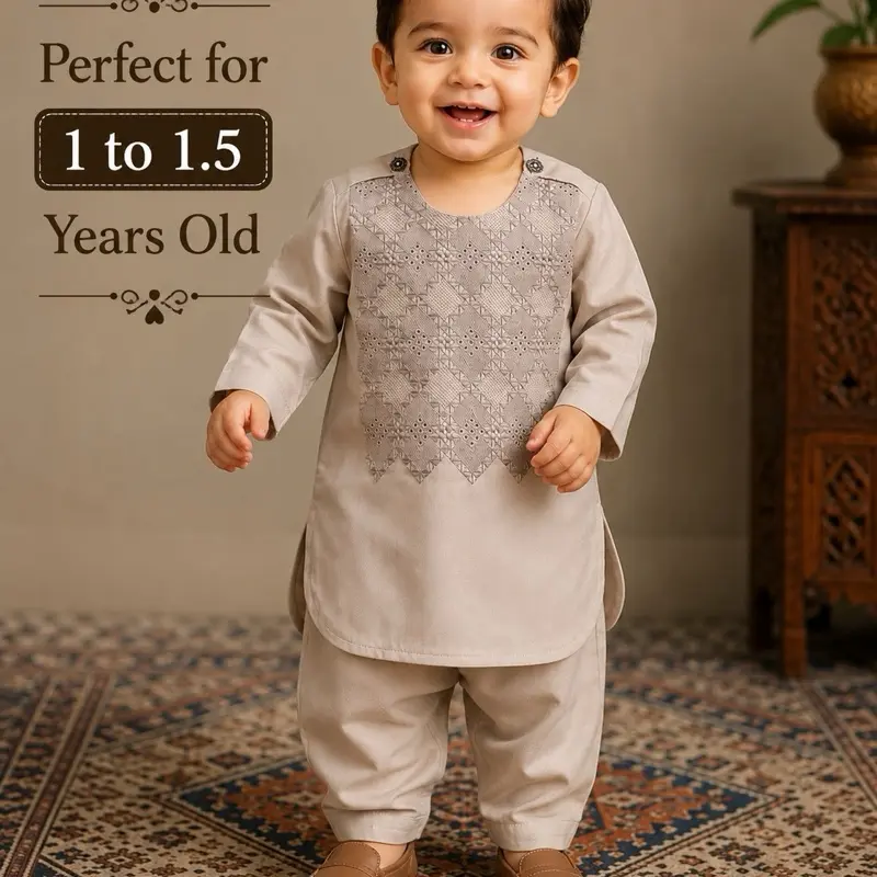 Luxury Baby  Kurta Shalwar Set | Elegant Embroidered Eid Outfit for Boys (1–1.5 Years)