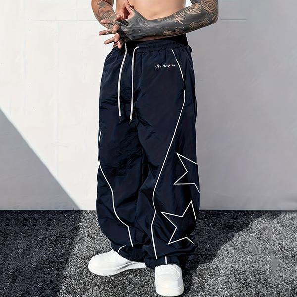 Men’s 3-pack wide-leg athletic pants with star stripe design, shape legs, suitable for streetwear and everyday outings
