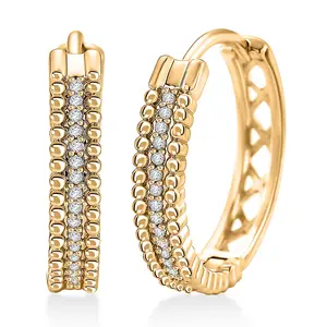 Shop LC Cubic Zirconia Hoop Earrings in Goldtone