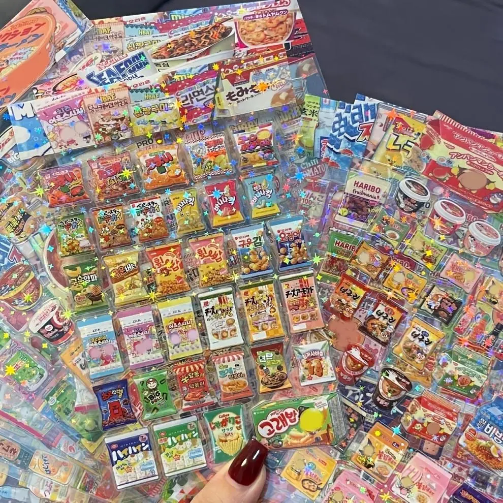 10/20 Random Style Snack Series Stickers, Handheld Material Decorative Snack Packaging Stickers, Fun Food Labeling Accessories, Decal Sticker, Funny Stickers, Sticker Packs