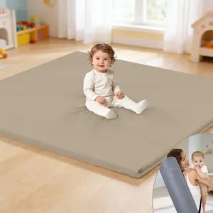 1PC Baby Play Mat 47x47 Inches, Extra Thick 1.2" Foam Floor Mat for Tummy Time & Crawling, Waterproof Non-Slip Faux Leather Playpen Mat for Infants Toddlers, Indoor Outdoor Gym Activity, Stylish and Just Wipe-Clean Playmat for Baby Play on Floor