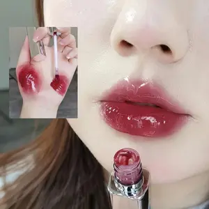 Silver Color Square Tube Heart Wave Mirror Lip Gloss Lip Glaze, Waterproof, Glossy and Long-Lasting with Moisturizing, Dewy Formula, Non-Sticky Lip Balm for Festivals and Daily Use