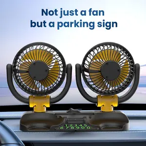 Car Fan, Car Cooling Fan, Dual Head Car Fan, Silent Foldable Dual Head Electric Fan, 2 Speed & 360 Degree Rotation, For Car Dashboard