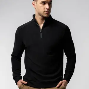 Fioboc Men's Thermo Fleece Half Zip Hoodie - Casual Long Sleeve Basic Top for Fall Winter Layering