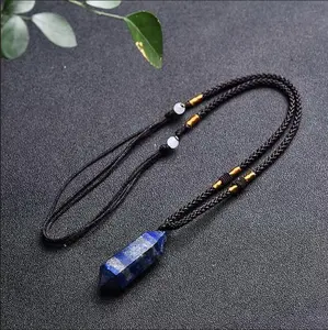 Natural Lapis Lazuli Crystal Hexagon Shape Pendant Healing Balance Amulet Women Men Necklace Gift For Him/Her
