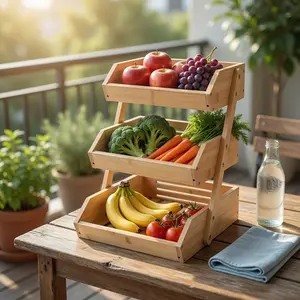3-Tier Bamboo Fruit Basket, Large Capacity Multi-layer Desktop Storage Rack, Natural Wood Grain Open Ventilated Design, Household Snack Storage Basket, Breathable Dustproof Easy to Clean, Ideal for Living Room, Pantry, Organize Bread, Fruits,