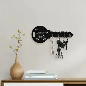 Bohemian Style Decor Rustic Wooden Keychain Holder Organizer with Shelf and Hook, Easy Installation Space-Saving Wall Mount Storage Box for Keys Coats