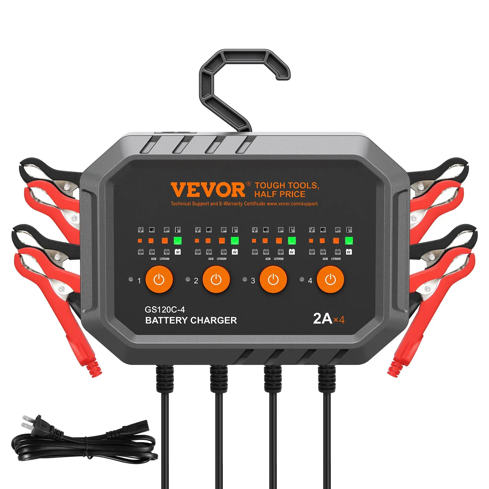 【summerfinds】VEVOR Smart Battery Charger, 8-Amp, LiFePO4 Lead-Acid (AGM / Gel / SLA) Car Battery Charger, Fully-Automatic Charger Maintainer Desulfator for Boat Motorcycle Lawn Mower Golf Cart Marine Deep Cycle