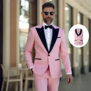 Men's 3-Piece Slim Fit Tuxedo Shawl Collar Blazer & Vest  Pants - Ideal for Formal Events