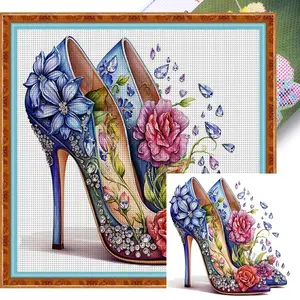High Heel Printed Cross Stitch Kit 40x40cm DIY 11CT Thread Art Needlework Decor,summervibes