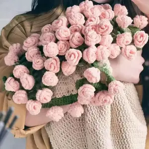 Crochet Flower Bouquet Rose Blanket,3D Knitting Round Blanket,Soft and Lightweight,Mother's Day Decoration Giving Warmth,Finished Products Or Material Package