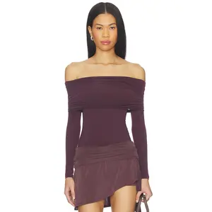 Wolford Sheer Drape Top Long Sleeves in Wild Plum