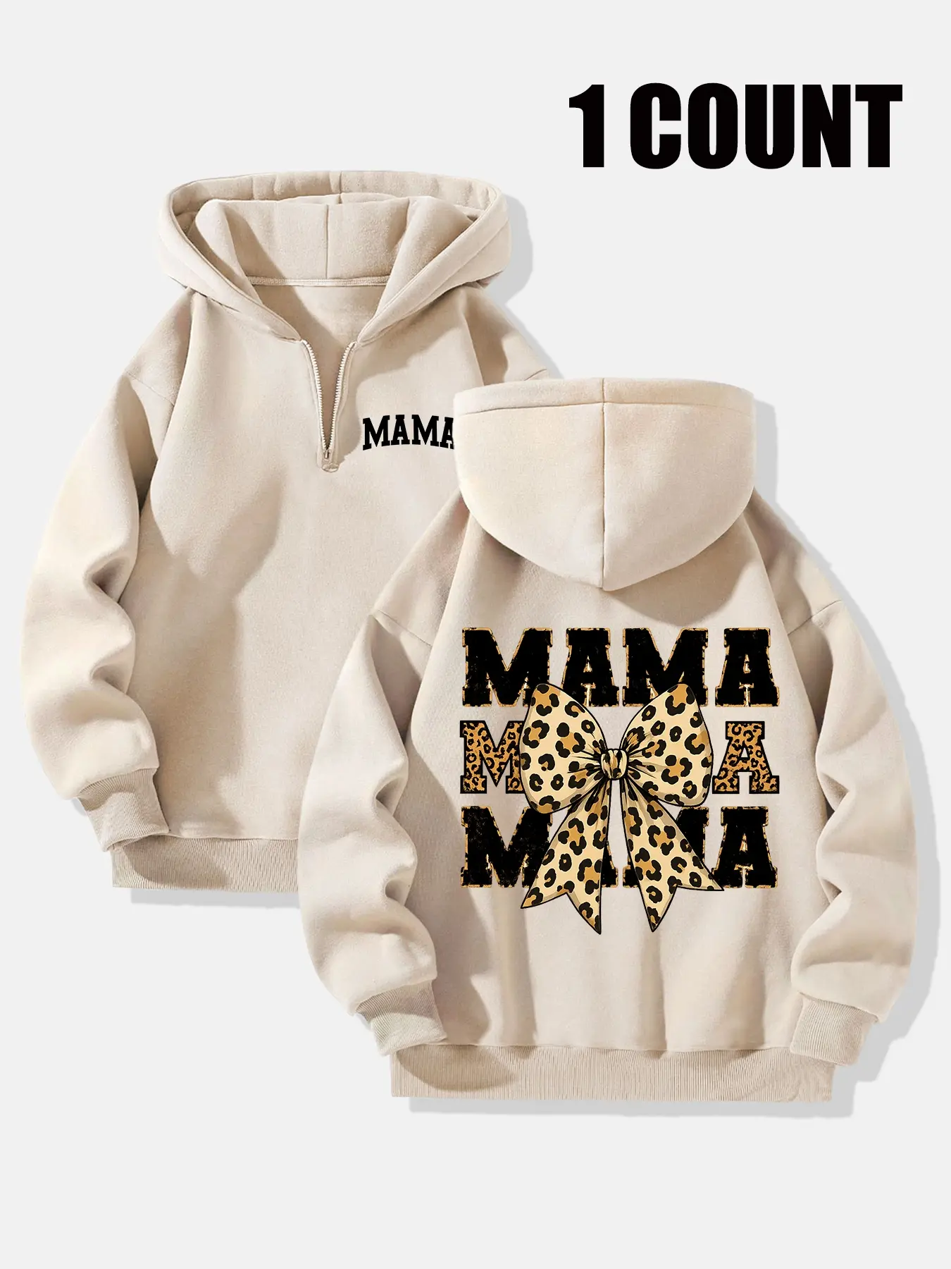 Women's Letter & Leopard Print Hoodie Tops, Basic Casual Long Sleeve Graphic Hooded Sweatshirt for Fall & Winter, Women's Clothes & Womenswear for Daily Wear