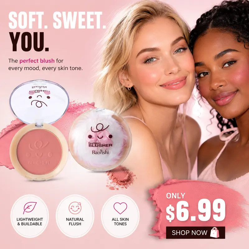 Gentle Matte Single Blush - Vibrant Embossed Solid Face Powder, Beauty Cosmetics, Makeup Products, Multiple Colors (Peach, Orange, Pink), Brightening, Natural Finish, Safe Ingredients, Ideal Valentine's Gift for Teenage Girls & Adults, Suitable for All