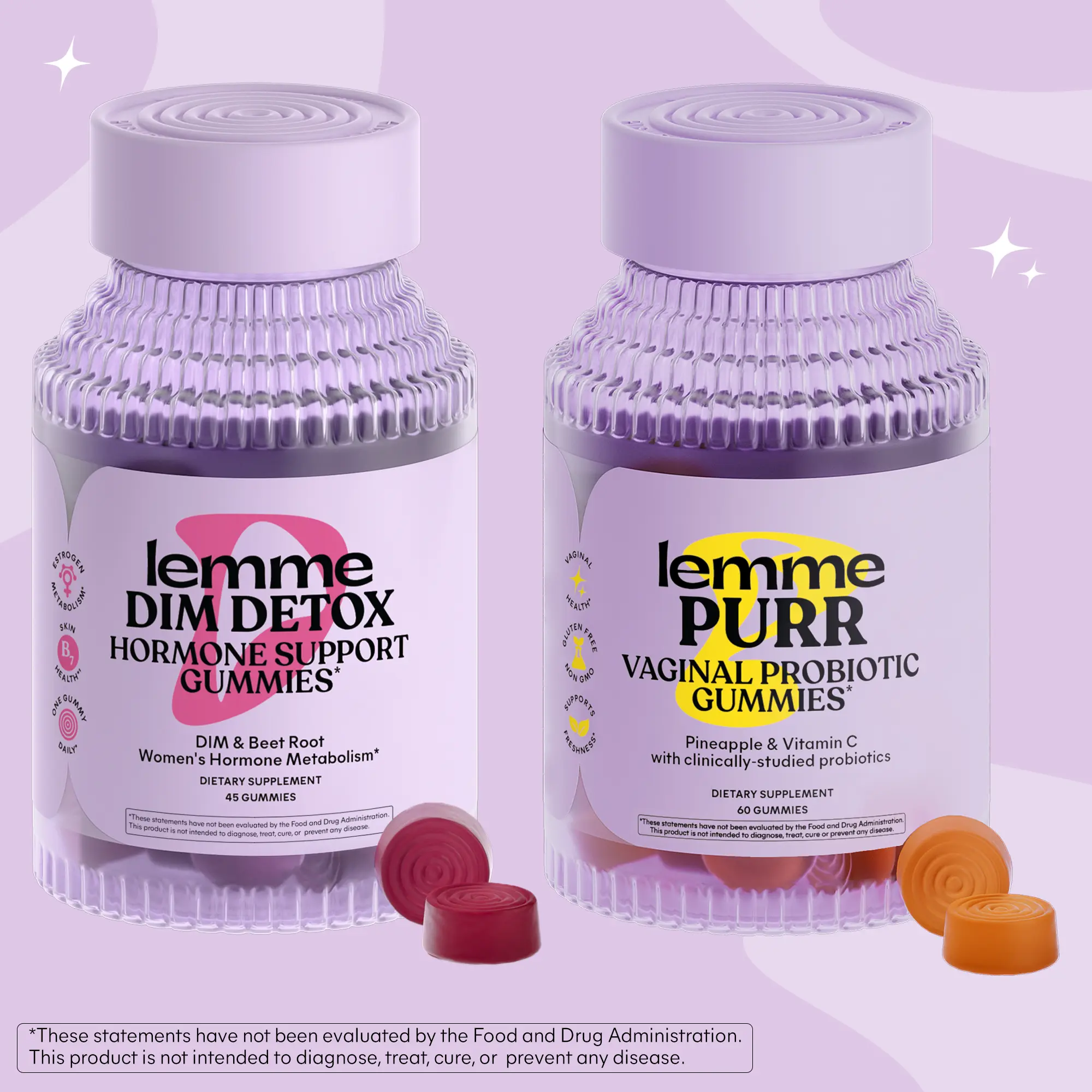 Women's Wellness Bundle - Lemme DIM Detox & Lemme Purr Gummies, Hormone Health Gummies with DIM + Vaginal Health Gummies with Clinically-Studied SNZ-1969 Probiotics