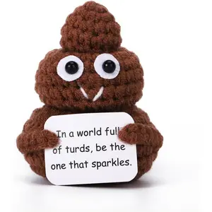 Mini Knitted Poop Plush Emotional Support Plush Cute Stress Relief Toy Great Christmas Presents Holiday Gifts Birthday Gifts For Women Men Him Teacher Appreciation Handmade Soft Doll Bag Charm Keychain Desk Decor Anxiety Relief Gift For Friends Family New