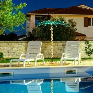 【Summervibes】Lighted LED Palm Tree Pool Lights, 4/6 FT Tall Artificial Tropical Palm Tree Lights for Outside Patio Yard Poolside Deck Porch Summer Party Decor