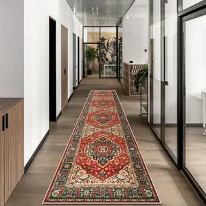 Retro Pattern Runner Carpet, Boho Runner Rug, 1 Count Soft and Stain Resistant Bedroom Bedside Carpet, Easy To Clean and Machine Washable Long Area Carpet for Bedroom Balcony