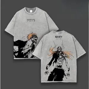 Ichigo "Hollow Mark" Bleach Washed Tee, Double Printed Vintage Oversize Anime T-Shirt, Heavy Cotton Manga Top, Unisex Streetwear, Gift for Anime Fan Bleach anime merchandise