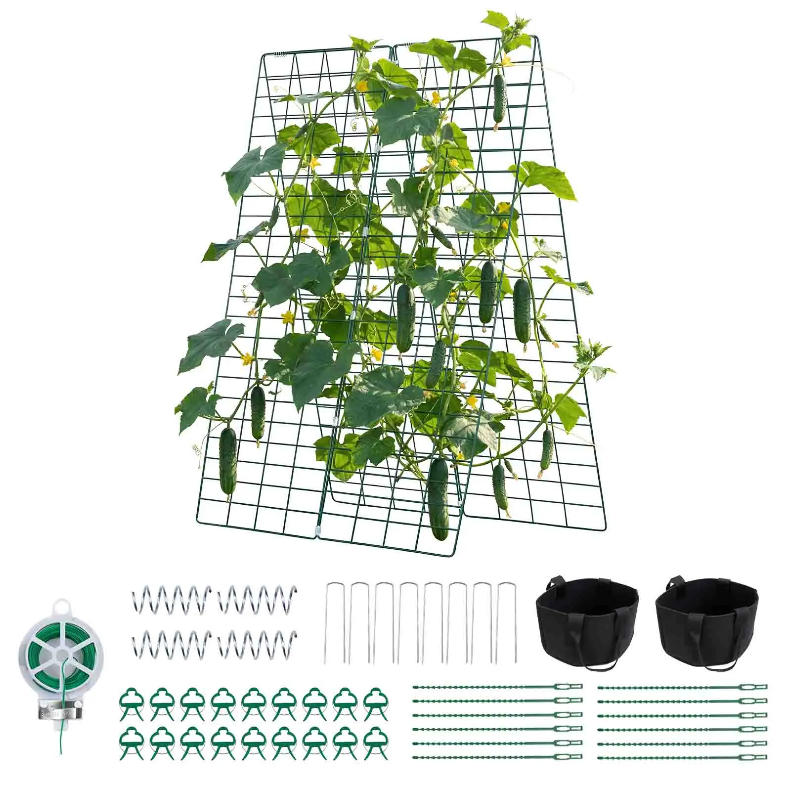 【SummerFinds】VEVOR 4-Pack A-Frame Cucumber Trellis, Rustproof Metal Raised Bed Support for Climbing Vegetable Plants, Outdoor & Backyard Garden Accessories (46.06x16.93in, Compatible with Plant Trellis Netting), Climbing Vegetable Plant, Outdoor Garden