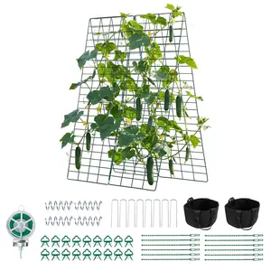 VEVOR Cucumber Trellis 4 Pack, A-Frame Garden Trellises for Raised Bed, Metal Rustproof Coating Plant Support for Vine, Climbing Plants, Peas, Beans, Zucchini, Tomato, Flower (46.06 x 16.93 in x 4PCS)