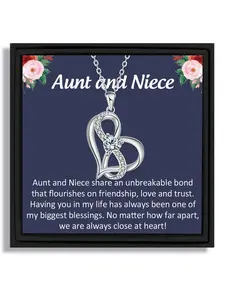 1 piece infinity heart pendant necklace for holidays suitable for aunt and niece friendship birthday gift with blessing card and box Love Heart Necklace