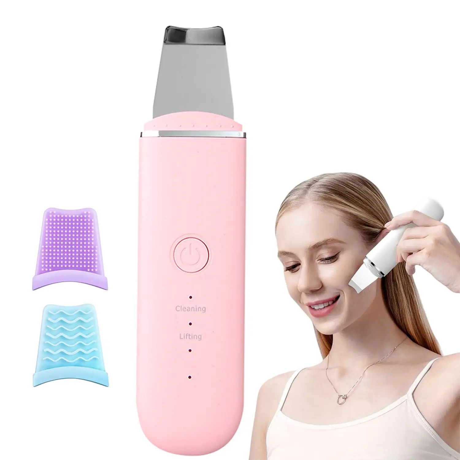 Rechargeable Ultrasonic Skin Scrubber, USB Facial Cleaner with High-Frequency Vibration, Home Use Skincare Tool for Women, Facial Cleansing Instrument, Gift Option, Gifts