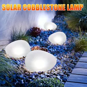 Solar Powered 4 LED Pebbles Lights Decorative Landscape Lighting Lamp for Gardens Lawns Paths Pools And Holiday Decorations Garden Ground Light Outdoor Lighting Solar Pathway Lamp