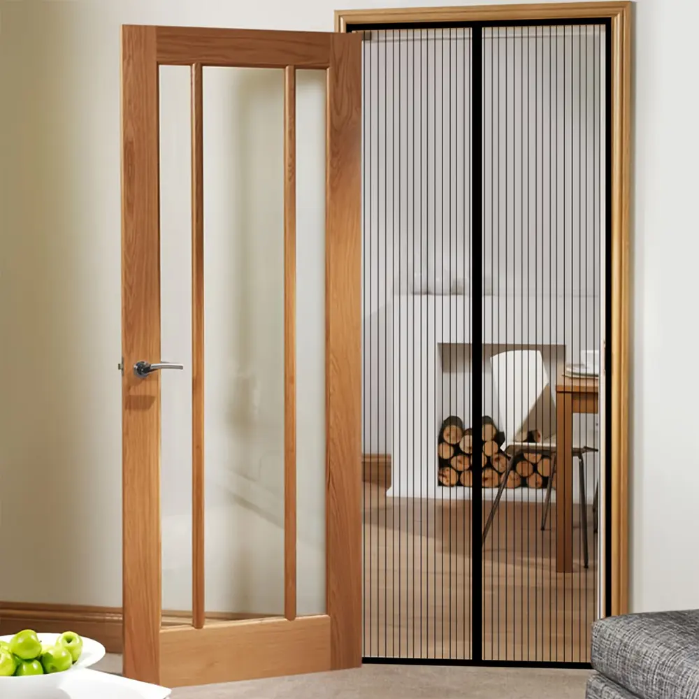 Heavy Duty Magnetic Screen Door, 1mm Dense Polyester Mesh Quiet Auto Close Strong Magnets Hands Free Bug Barrier, Easy Install with Velcro & Push Pins Pet Kid Friendly for Patio Kitchen Home