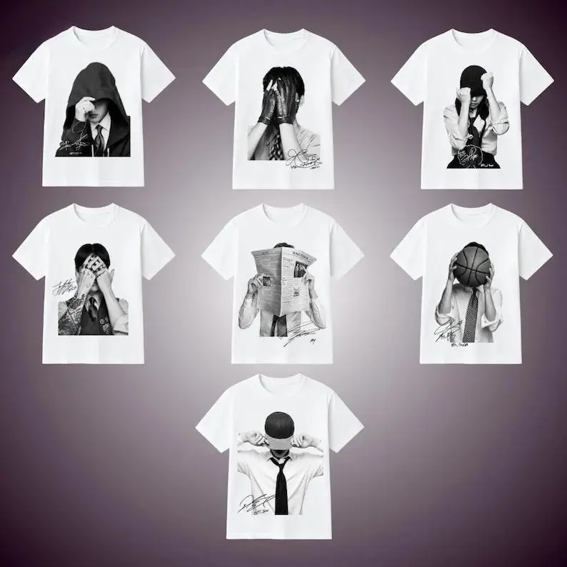Arirang Bangtan Members Signature  Graphic White and Black Unisex T-Shirt, Retro 90s Tee, World Tour 2026