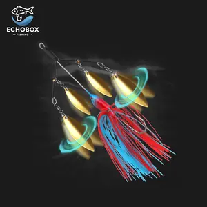 EchoBox Pro 4 Blade Trophy Spinnerbait Fishing Lure| Gold Willow Blades for Trophy Bass, Pike & Musky – Heavy-Vibration Flash Machine! big spinner bait