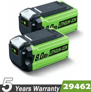 2Packs 8.0Ah 40V 29462 Li-ion Battery Replacement for GreenWorks 40V Battery Compatible with GreenWork 40 Volt G-MAX Power Tools 29472 29252 20202 22262 25312 25322 20642 22272 27062 Portable