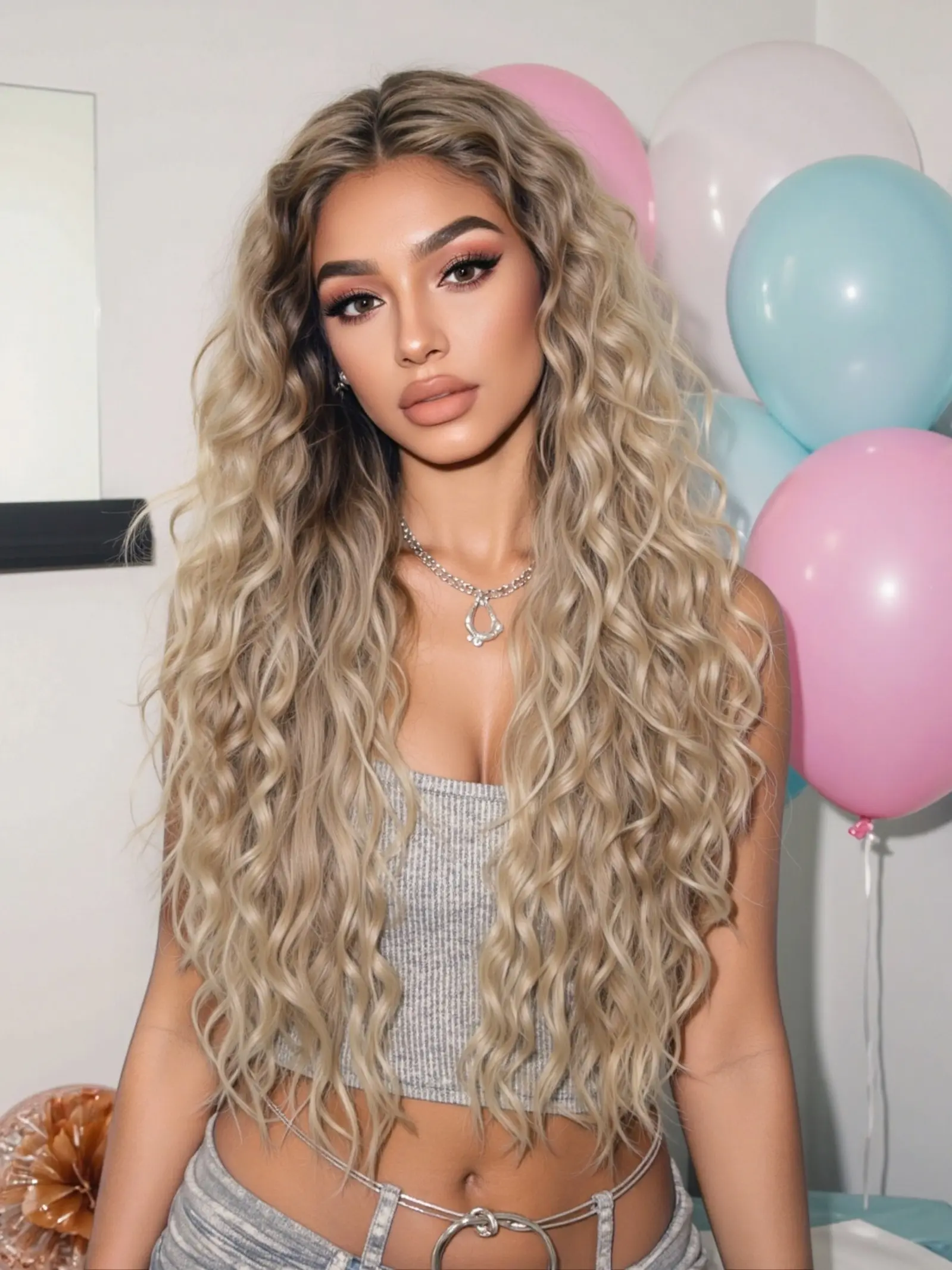 Women's Long Curly Synthetic Fiber Wig, Valentine's Day Gift Idea, All-Season Fashion Accessory, Easy-To-Wear Hairpiece, Curly Hair Wigs