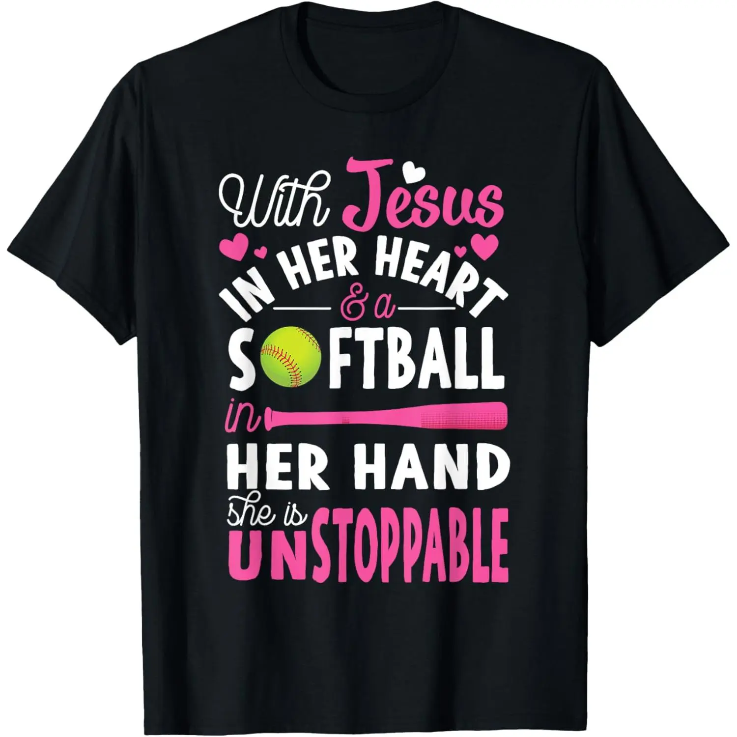 Jesus In Her Heart Softball Hand Funny Pitcher Gift For Her T-Shirt