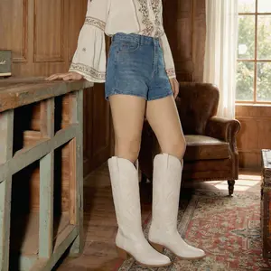 Montana West X Palitutu Women's Cowgirl Boots Western Embroidered Square Toe Mid-Calf Classic Design Comfortable Soft Leather