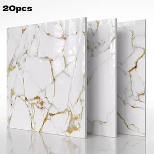 20 pieces of self-adhesive wall tiles, waterproof and moisture-proof PVC wall decoration, each piece is 11.8x11.8 inches, covering an area of 0.9 square meters, imitation marble ceramic tile stickers, suitable for kitchen and bathroom renovations