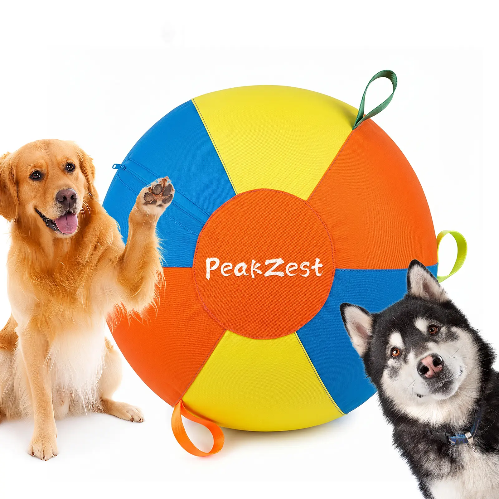 Interactive Herding Ball for Dogs, Bite Resistant Inflatable Dog Ball Set with Cover and Pump, Outdoor Exercise Toy gift