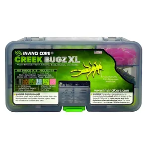 Creek BugZ XL 2” - 65 Piece (Stonefly) Fishing Kit - Trout Crappie Panfish & Bass Artificial Lure Bundle with Jig heads Floats Hooks