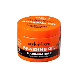 Red Styler Fixer Braiding Gel - 16 oz Maximum Hold Foam Mousse, Organic Honey Nourishing Haircare, Frizz Control