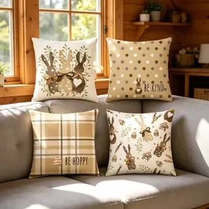4 Piece Set Cute Cartoon Rabbit Pillow Covers, Sofa Backrest Cushion Cases, Living Room Bedroom Party Decorative Pillows