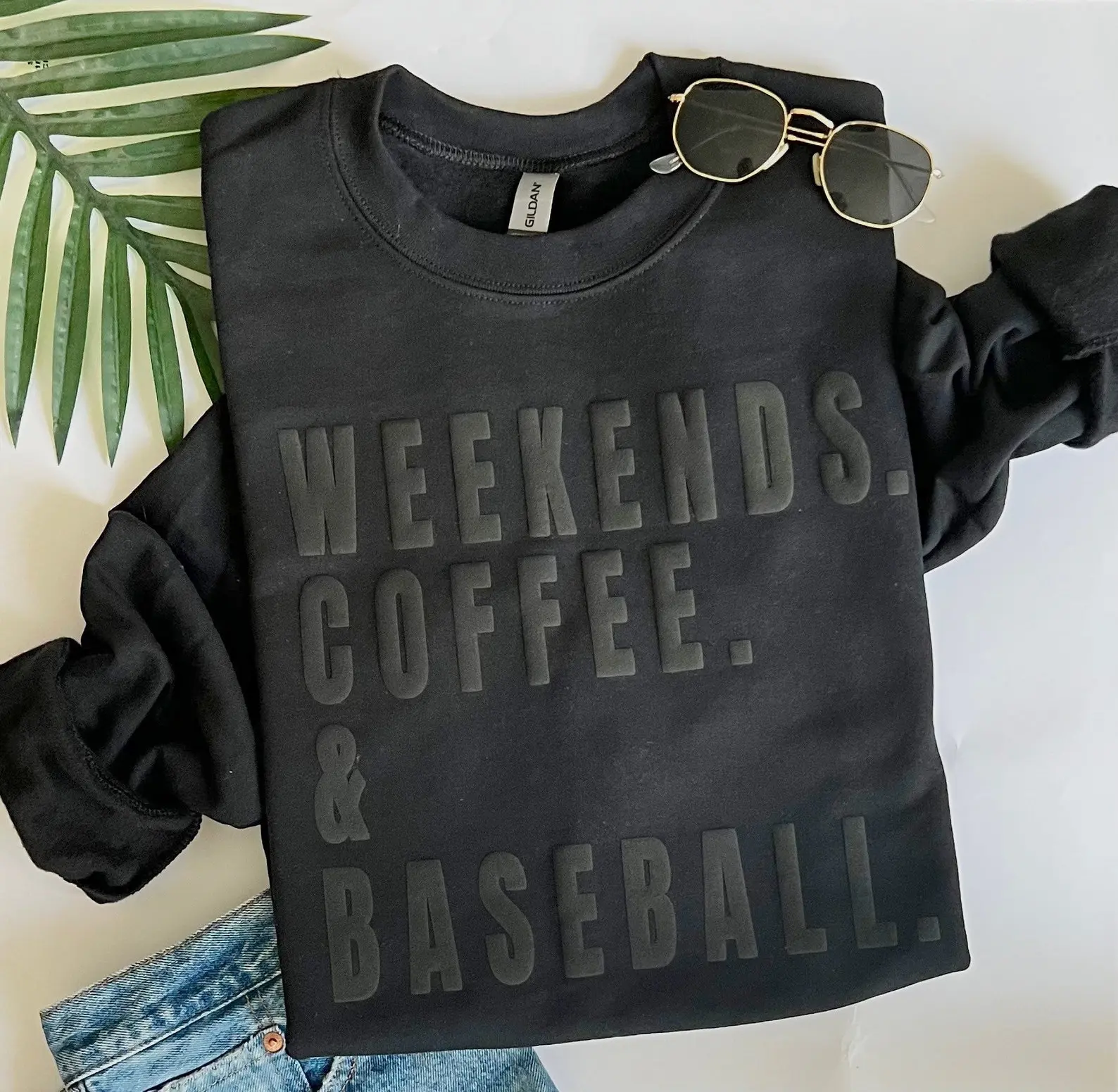 Game Day Tee, weekends coffee and baseball sweatshirt