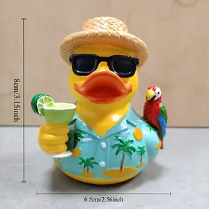 Funny Tropical Music Tribute Duck,Jimmy-Buffetes Memorial Duck,Resin Rubber Duck Memorial Decor,Parrot Ducks Party Decoration