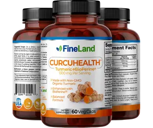 FineLand CURCUHEALTH Turmeric + BioPerine + 95% Curcumin Extract, Premium, And Organic Turmeric, Balanced Formula, 60 Capsules, 30 Servings Healthcare Dietary