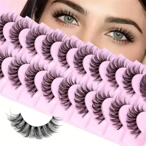 Natural Curling False Eyelashes, 10 Pairs Wispy Faux Cluster Lashes, Full Volume Eye Makeup Strip Lashes for Lashes Extensions, Cosmetic, Fluffy Lash Clusters, Fake Lashes