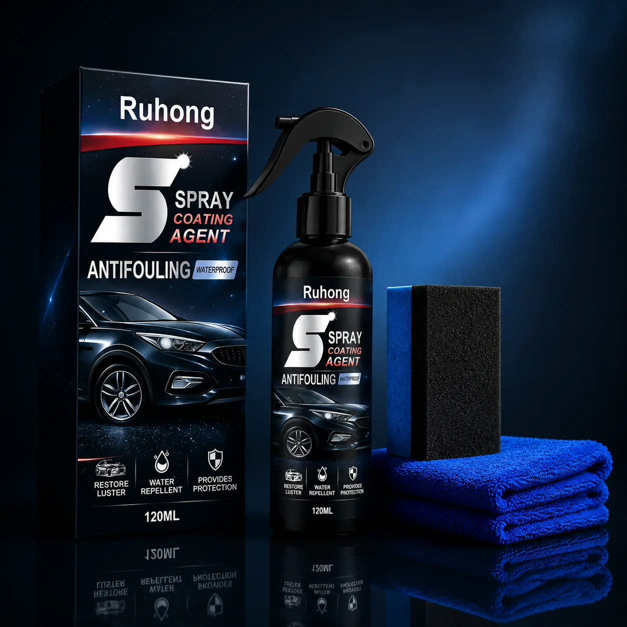 Sopami Car Nano Coating Spray Kit - 1PC Spray, Sponge, Cloth, Quick-Effect Professional Car Detailing Kit, Paint Restore Wet Waxes, Scratch Polish, Automotive Glass Polish, Multi-Surface Cleaner for Shine & Long-Lasting Protection