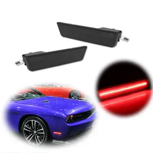 2pcs "RED LED" Side Marker lamps Light Front Bumper Lamps Pair For 2008 2009 2010 2011 2012 2013 2014 Dodge Challenger, Replace OEM # 68043394AA CH2555100 REPD104501 68043395AA